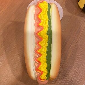 Gourmet Hot Dog Squeaky Toy for Dogs - Yellow and Green